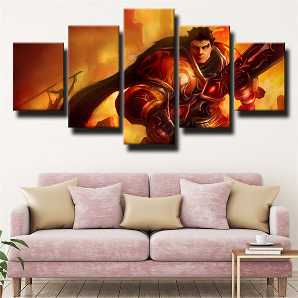 5 panel canvas art framed prints League Of Legends Garen wall decor-1200 (2)