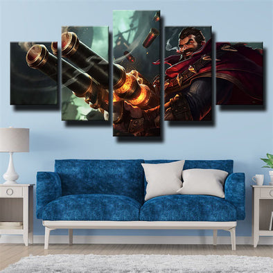 5 panel canvas art framed prints League Of Legends Graves wall decor-1200 (1)