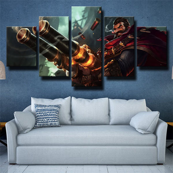5 panel canvas art framed prints League Of Legends Graves wall decor-1200 (2)