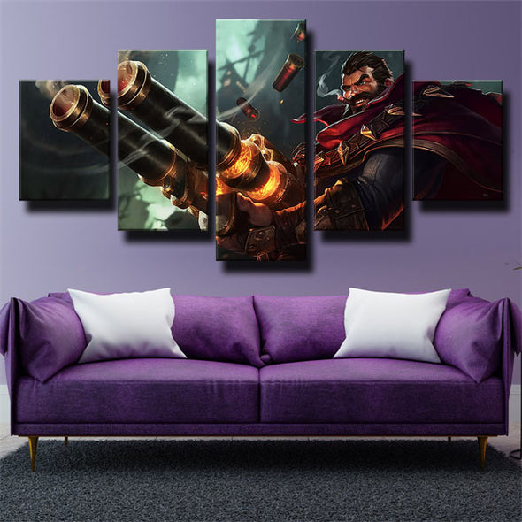 5 panel canvas art framed prints League Of Legends Graves wall decor-1200 (3)