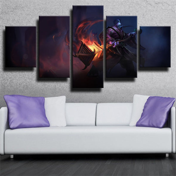 5 panel canvas art framed prints League Of Legends Jax home decor-1200 (2)