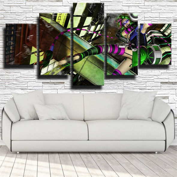 5 panel canvas art framed prints League Of Legends Jinx live decor-1200 (2)