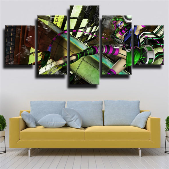 5 panel canvas art framed prints League Of Legends Jinx live decor-1200 (3)