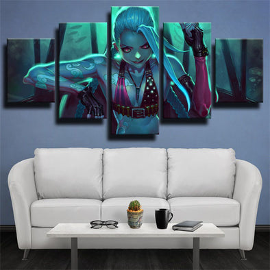 5 panel canvas art framed prints League Of Legends Jinx wall picture-1200 (1)