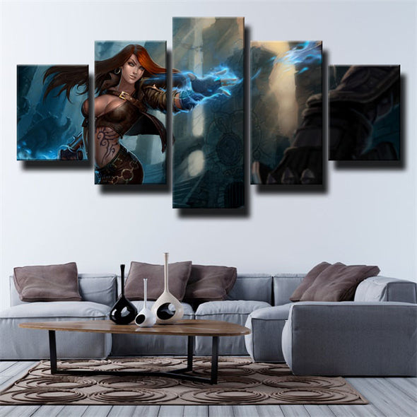 5 panel canvas art framed prints League Of Legends Katarina home decor-1200 (2)