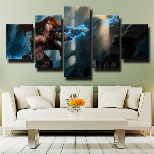 5 panel canvas art framed prints League Of Legends Katarina home decor-1200 (3)