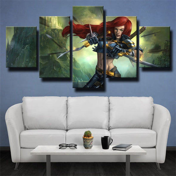 5 panel canvas art framed prints League Of Legends Katarina wall decor-1200 (1)