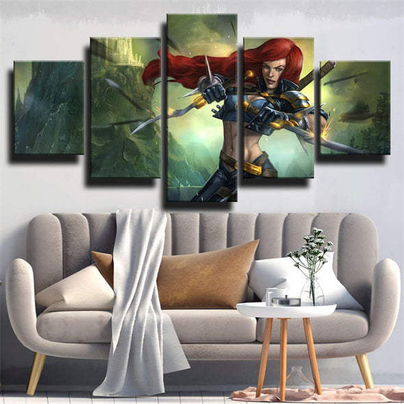 5 panel canvas art framed prints League Of Legends Katarina wall decor-1200 (3)