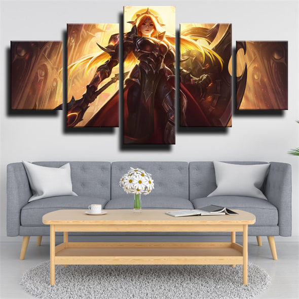 5 panel canvas art framed prints League Of Legends Leona wall decor-1200 (2)