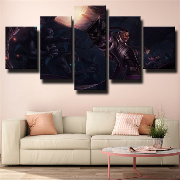 5 panel canvas art framed prints League Of Legends Lucian wall picture-1200 (2)