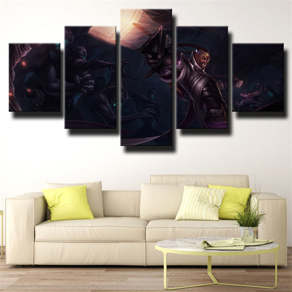 5 panel canvas art framed prints League Of Legends Lucian wall picture-1200 (3)