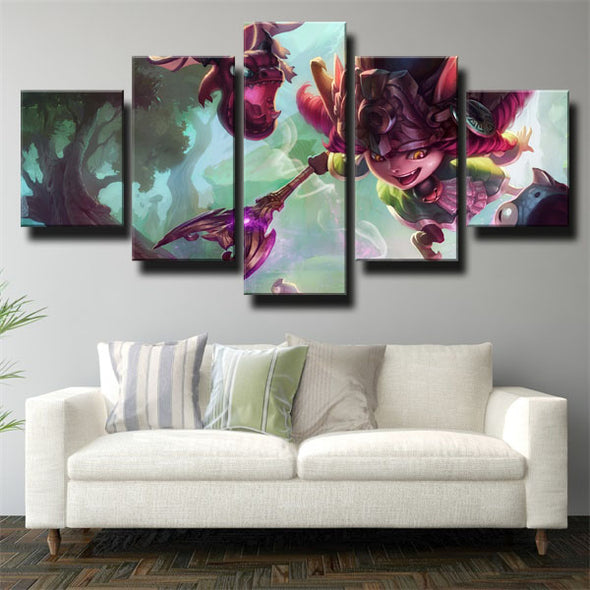 5 panel canvas art framed prints League Of Legends Lulu wall picture-1200 (3)