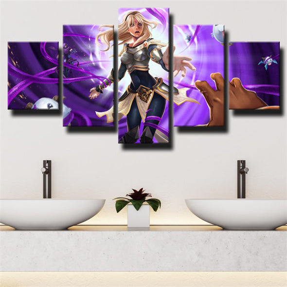 5 panel canvas art framed prints League Of Legends Lux wall picture-1200 (2)