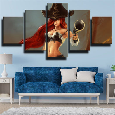 5 panel canvas art framed prints League Of Legends Miss Fortune decor-1200 (1)