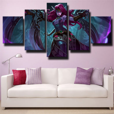 5 panel canvas art framed prints League Of Legends Morgana home decor-1200 (1)
