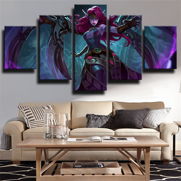 5 panel canvas art framed prints League Of Legends Morgana home decor-1200 (2)