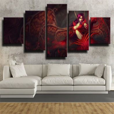5 panel canvas art framed prints League Of Legends Morgana  picture-1200 (1)