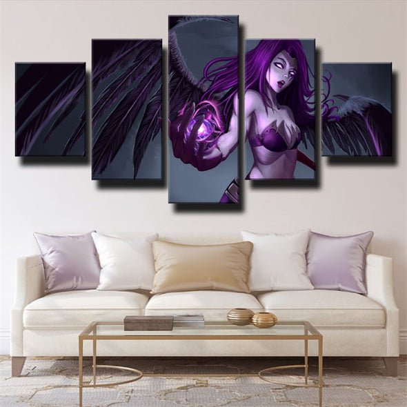 5 panel canvas art framed prints League Of Legends Morgana wall decor-1200 (3)