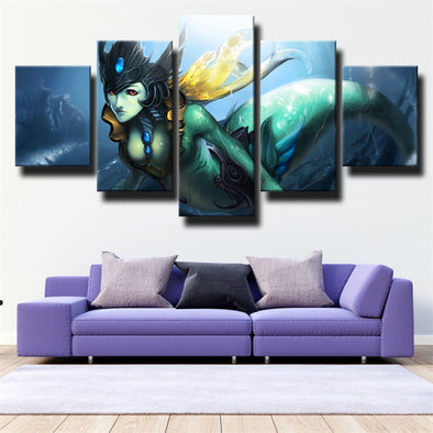 5 panel canvas art framed prints League Of Legends Nami home decor-1200 (1)