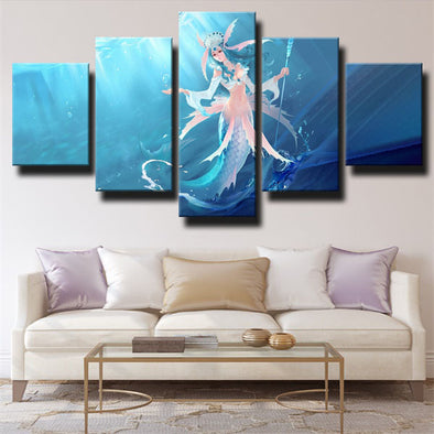 5 panel canvas art framed prints League Of Legends Nami wall picture-1200 (1)