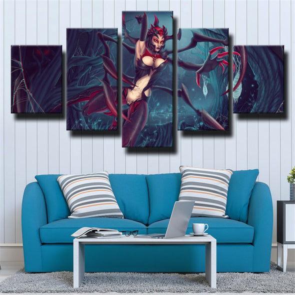 5 panel canvas art framed prints League of Legends Elise wall decor-1200 (2)