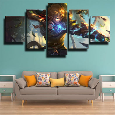 5 panel canvas art framed prints League of Legends Ezreal wall decor-1200 (1)