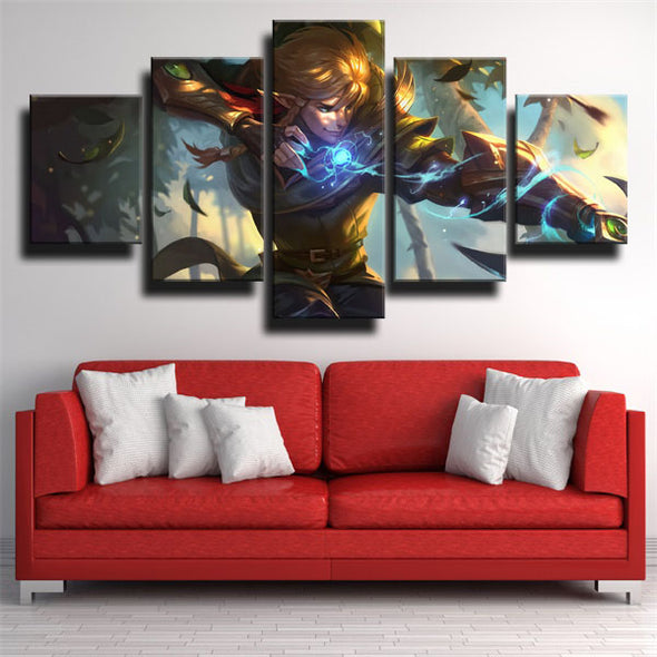 5 panel canvas art framed prints League of Legends Ezreal wall decor-1200 (2)