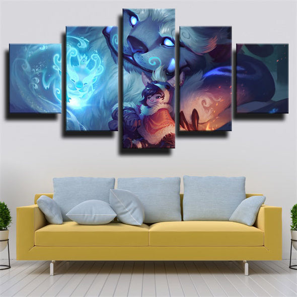 5 panel canvas art framed prints League of Legends Nunu home decor-1200 (3)
