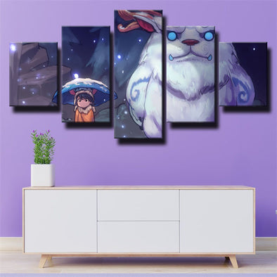 5 panel canvas art framed prints League of Legends Nunu wall picture-1200 (1)