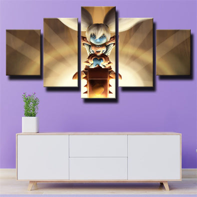 5 panel canvas art framed prints League of Legends Poppy home decor-1200 (1)