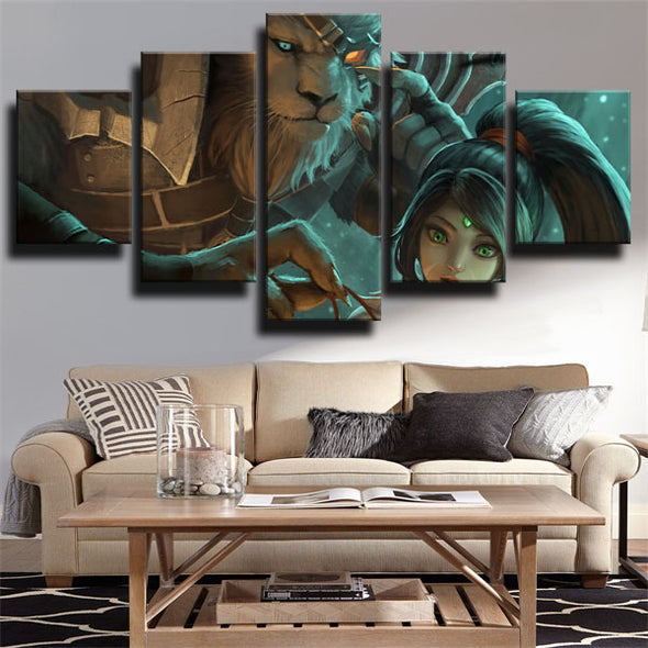 5 panel canvas art framed prints League of Legends Rengar home decor-1200 (2)