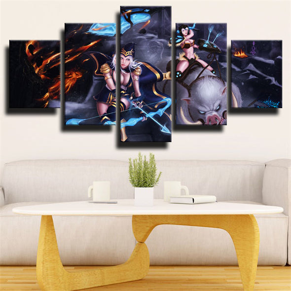 5 panel canvas art framed prints League of Legends Sejuani wall decor-1200 (2)