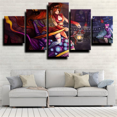 5 panel canvas art framed prints League of Legends Sona wall picture-1200 (1)