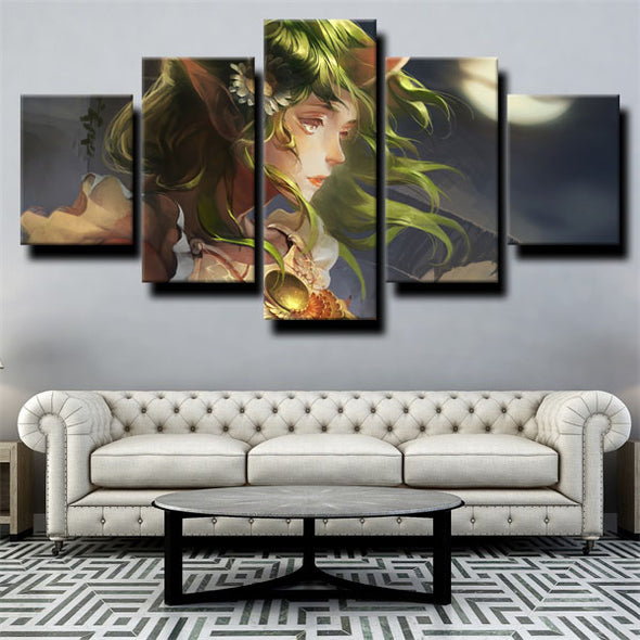 5 panel canvas art framed prints League of Legends Soraka wall decor-1200 (2)