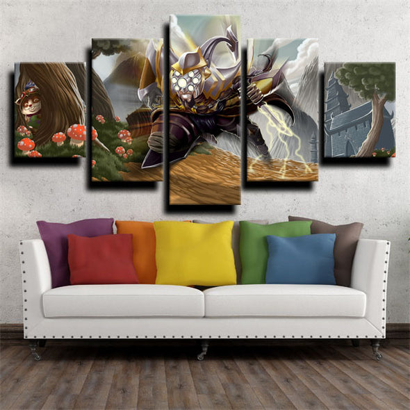 5 panel canvas art framed prints League of Legends Teemo wall picture-1200 (1)