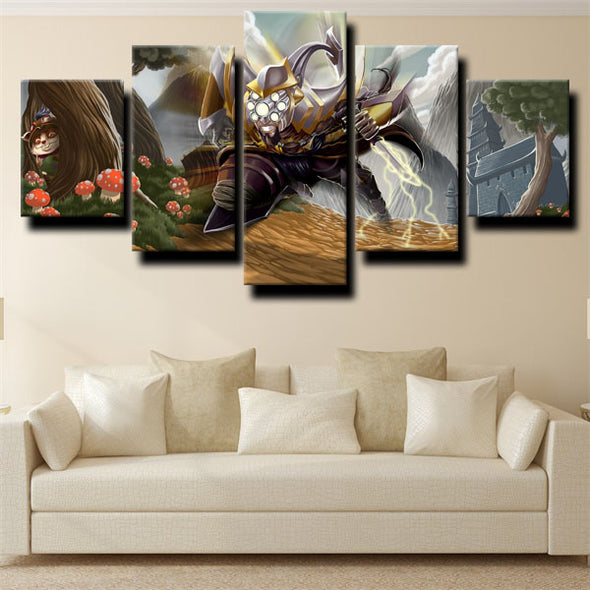 5 panel canvas art framed prints League of Legends Teemo wall picture-1200 (2)