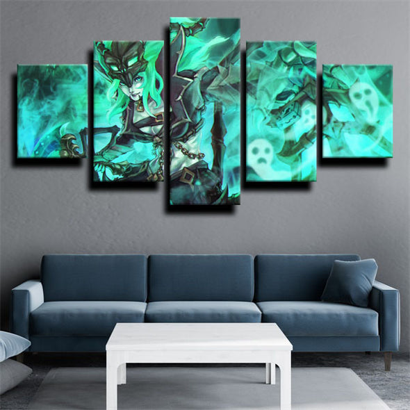 5 panel canvas art framed prints League of Legends Thresh home decor-1200 (3)