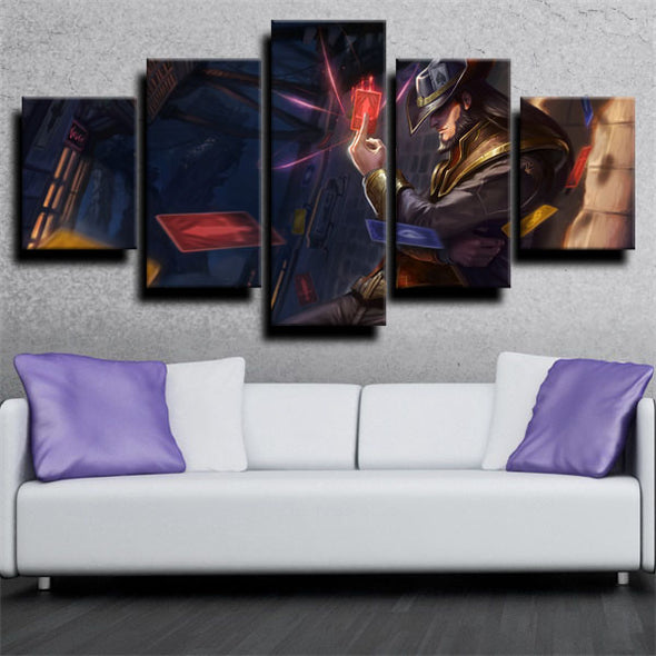 5 panel canvas art framed prints League of Legends Twisted Fate decor-1200 (2)