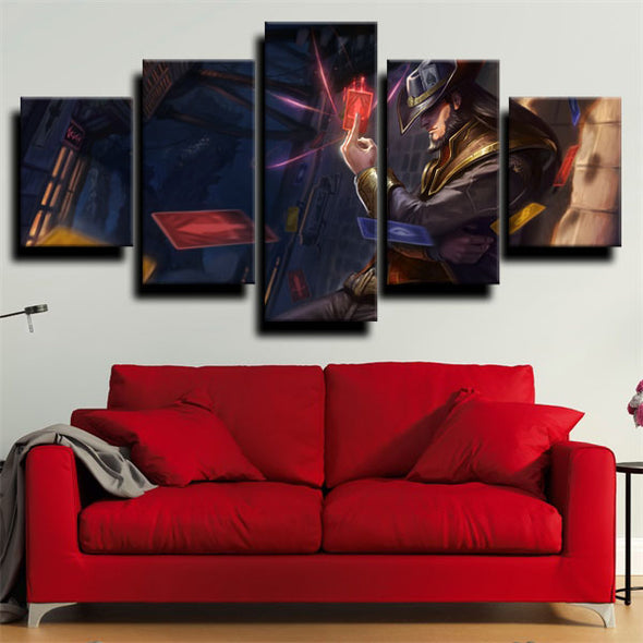 5 panel canvas art framed prints League of Legends Twisted Fate decor-1200 (3)