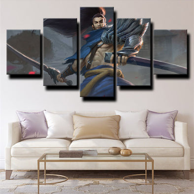 5 panel canvas art framed prints League of Legends Yasuo home decor-1200 (1)