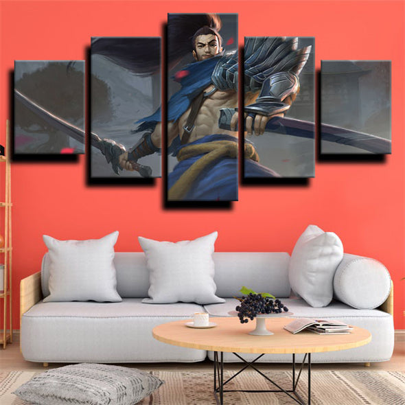 5 panel canvas art framed prints League of Legends Yasuo home decor-1200 (3)