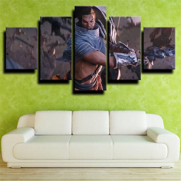 5 panel canvas art framed prints League of Legends Yasuo wall picture-1200 (2)