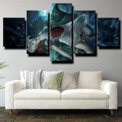 5 panel canvas art framed prints League of Legends Zac home decor-1200 (1)