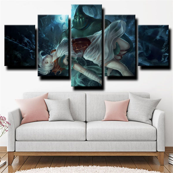 5 panel canvas art framed prints League of Legends Zac home decor-1200 (3)