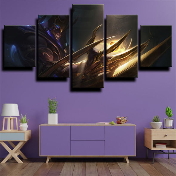 5 panel canvas art framed prints League of Legends Zed live room decor-1200 (3)