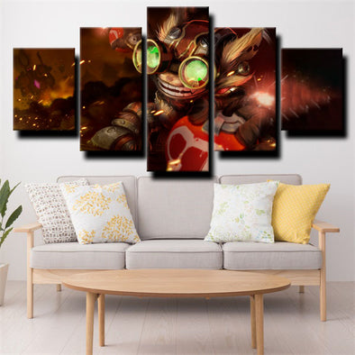 5 panel canvas art framed prints League of Legends Ziggs home decor-1200 (1)