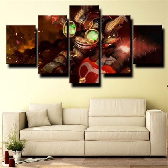 5 panel canvas art framed prints League of Legends Ziggs home decor-1200 (2)