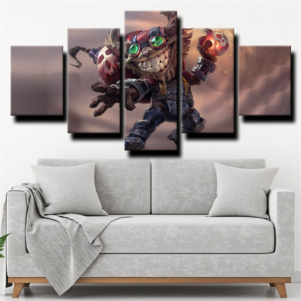 5 panel canvas art framed prints League of Legends Ziggs wall decor-1200 (2)
