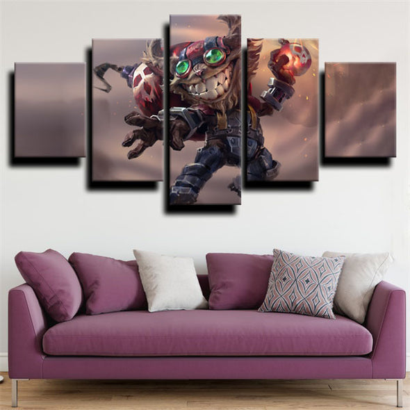 5 panel canvas art framed prints League of Legends Ziggs wall decor-1200 (3)