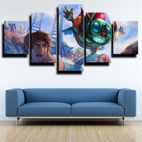 5 panel canvas art framed prints League of Legends Ziggs wall picture-1200 (3)